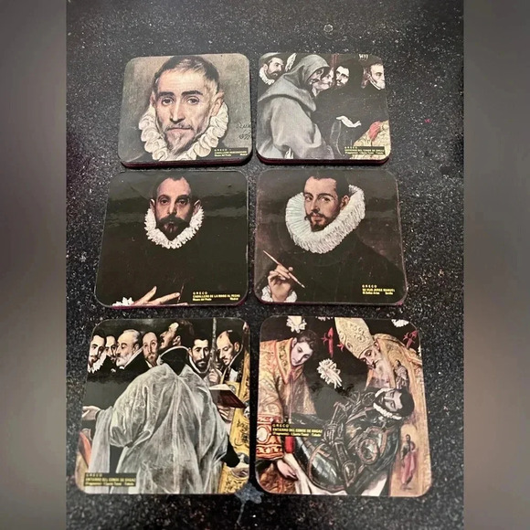 Vintage Coasters: GRECO Coaster Set with Renaissance Art Designs - Picture 1 of 8